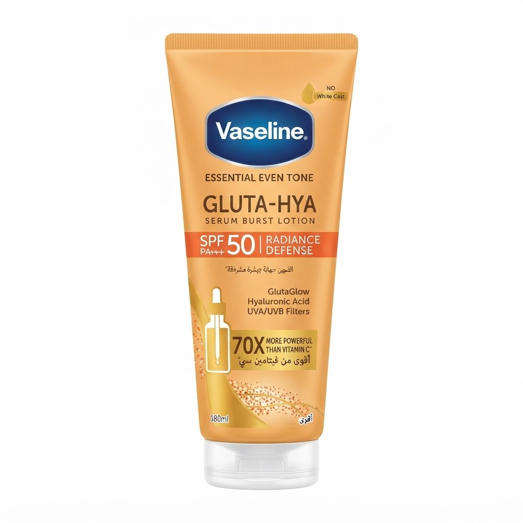 لوشن فازلين جلوتا هيا 180 ملي  معزز بالسيروم مع عامل حماية  SPF50 — فازلين
