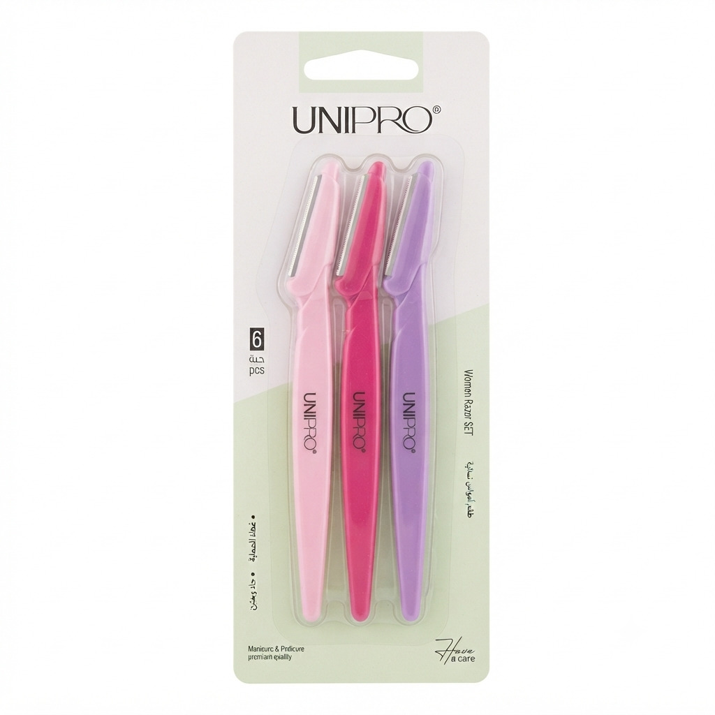 طقم امواس حواجب  يونيبرو 6 حبة رقم 2916